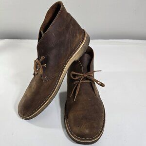 Clarks Originals Men's 10.5 Desert Boot Beeswax Leather Brown Chukka Crepe Sole